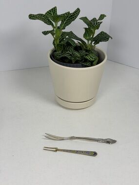 Vintage Russian Soviet Cocktail Forks Enamel Silverplate Set